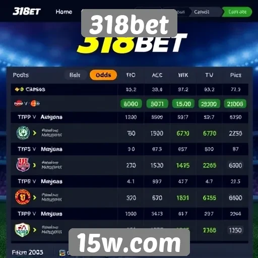 Comparação entre as odds da 318bet e concorrentes